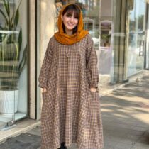 پیراهن کعبه خردلی طوسی زرشکی