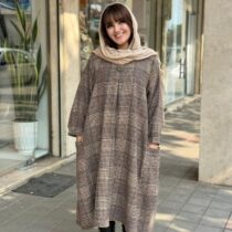 پیراهن کعبه قهوه ای کرم پیچازی