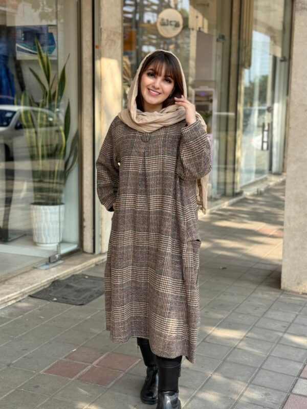 پیراهن کعبه قهوه ای کرم پیچازی