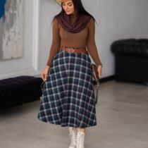 دامن آوین سبز سورمه ای