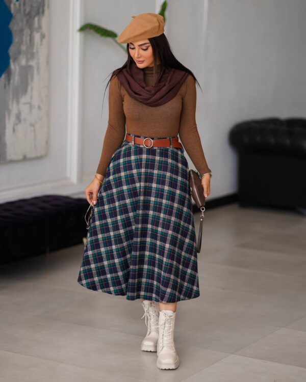 دامن آوین سبز سورمه ای