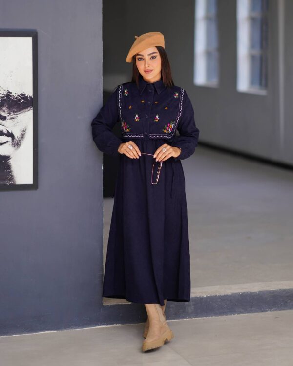 پیراهن ماریا کبریتی سورمه ای