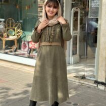 پیراهن پرواز کبریتی زیتونی نسکافه ای - 1