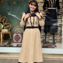 پیراهن پرواز کبریتی کرم سورمه ای