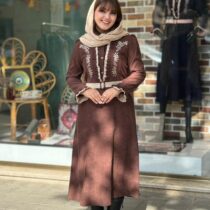 پیراهن پرواز کبریتی قهوه ای کرم