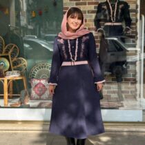 پیراهن پرواز کبریتی سورمه ای صورتی