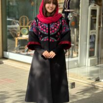 پالتو بخارا دوزی گل سرخابی
