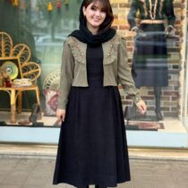 کت و سارافون شقایق کبریتی مشکی زیتونی