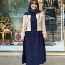 کت و سارافون شقایق کبریتی سورمه ای کرم