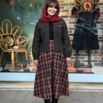 کت و دامن آبان یشمی قرمز