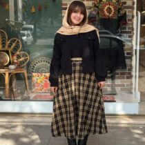 کت و دامن آبان مشکی کرم