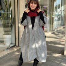 پانچ جلوباز طوسی سفید راه راه ریز