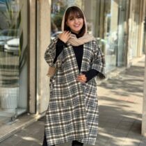 پانچ جلوباز سفید طوسی قهوه ای چهارخونه ریز