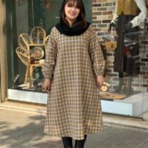 پیراهن رستا نسکافه ای خردلی