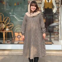 پیراهن رستا کرم قهوه ای پیچازی