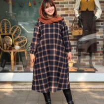 پیراهن رستا سورمه ای آجری