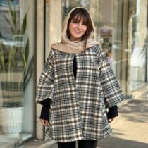 پالتو عروسکی سفید مشکی چهارخونه ریز