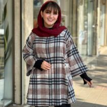 پالتو عروسکی سفید سورمه ای زرشکی چهارخونه