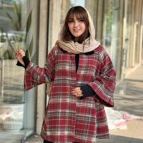 پالتو عروسکی زرشکی طوسی چهارخونه