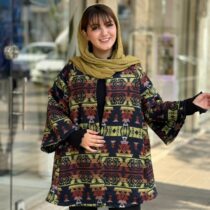 پالتو عروسکی طرحدار سورمه ای آجری خردلی