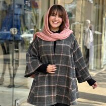 پالتو عروسکی طوسی صورتی چهارخونه