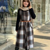 سارافون غزل قهوه ای سفید