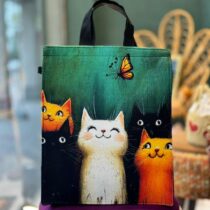 ساک دستی سرو گربه های سفید مشکی نارنجی