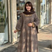 پیراهن هدیه چهارخونه ریز قهوه ای پیچازی