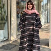 پیراهن هدیه مشکی صورتی راه راه