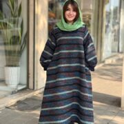 پیراهن هدیه مشکی سبز آبی راه راه