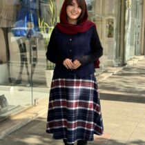 ست جلیقه دامن آذر سورمه ای زرشکی