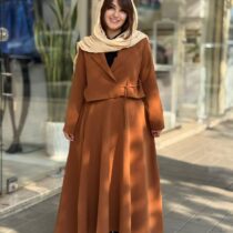 کت و دامن آبان ساده آجری