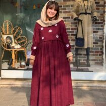 پیراهن پرنسا کبریتی زرشکی