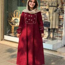 پیراهن پاپیون کبریتی زرشکی