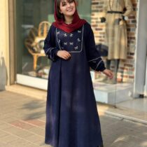 پیراهن پاپیون کبریتی سورمه ای