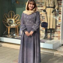 پیراهن پاپیون کبریتی طوسی