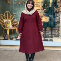 پیراهن پانیذ زرشکی ساده