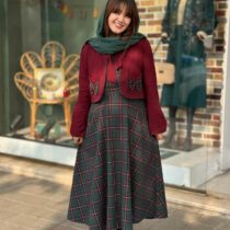 کت و سارافون پاپیون زرشکی یشمی