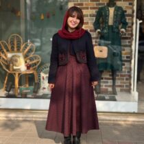 کت و سارافون پاپیون سورمه ای زرشکی