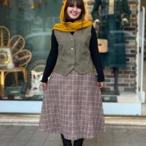 ست جلیقه دامن آذر زیتونی پیچازی