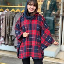 پانچ زیپی سورمه ای قرمز چهارخونه