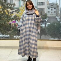 پیراهن هدیه سفید آبی روشن چهارخونه