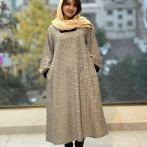 پیراهن هدیه مشکی کرم نخودی چهارخونه ریز