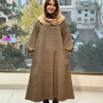 پیراهن هدیه چهارخونه ریز نسکافه ای مشکی