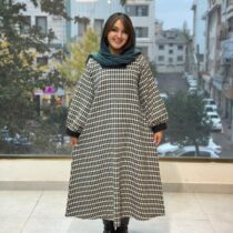 پیراهن هدیه سفید مشکی سبز پیچازی ریز