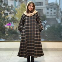 پیراهن هدیه مشکی نسکافه ای چهارخونه