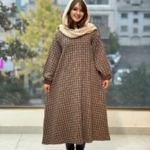 پیراهن هدیه قهوه ای خط کرم