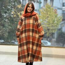 پیراهن هدیه کرم نارنجی قهوه ای