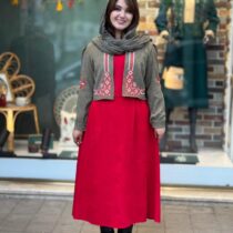 کت و سارافون نازلی کبریتی قرمز یشمی