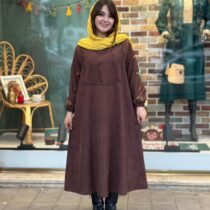 پیراهن گلی قهوه ای